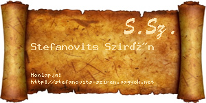 Stefanovits Szirén névjegykártya